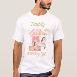 T-shirt Papa du premier carrousel de fille d'anniversaire