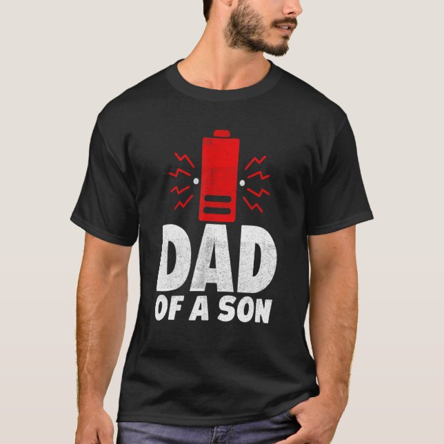 T-shirt Papa D'Un Fils Fête des pères Batterie Faible Anni (Devant)