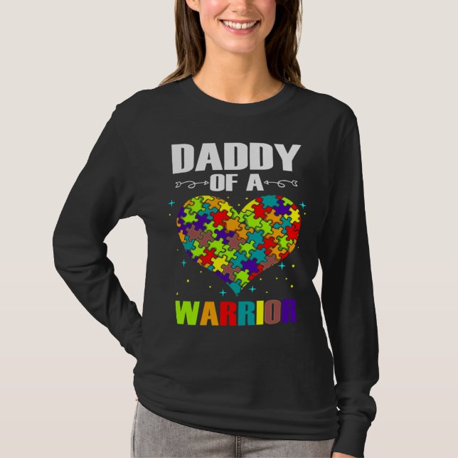 T-shirt Papa D'Un Guerrier Mignonne Sensibilisation sur l' (Devant)