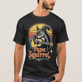 T-shirt Papa Écureuil Jouant de la Guitare - Conception Mu