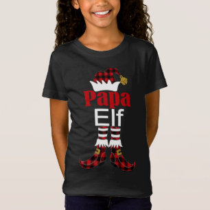 T-Shirt Papa Elf Christmas Buffalo Plaid Matching Famille