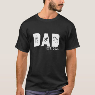 T-shirt Papa Est 2026 Première Fête des Pères 2026 Promu à