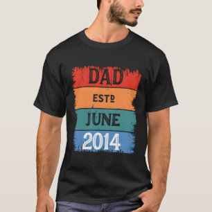 T-shirt Papa Est Jun 2014 Fier Papa Grand-père Meilleur Pa