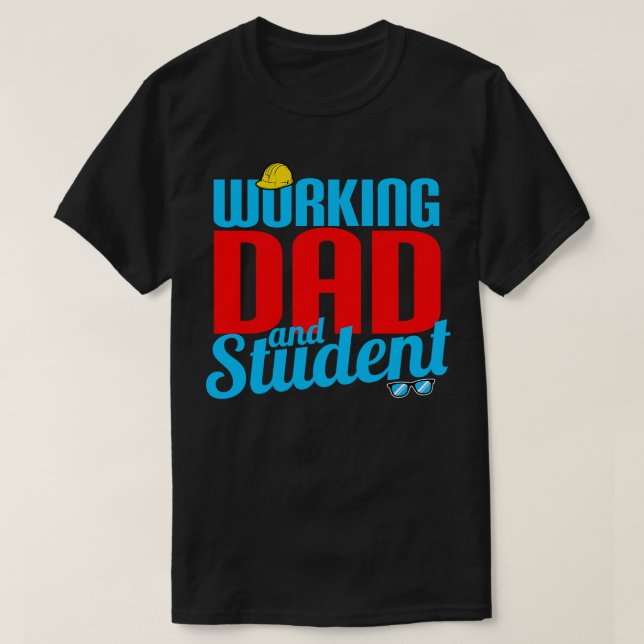 T-shirt Papa Et Étudiant Travaillant (Design devant)