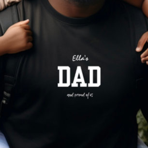 T-shirt Papa Et Fier Noir et Blanc Personnalisable