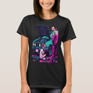 T-shirt Papa et fille Fixation voiture Rétro Pop Machine d