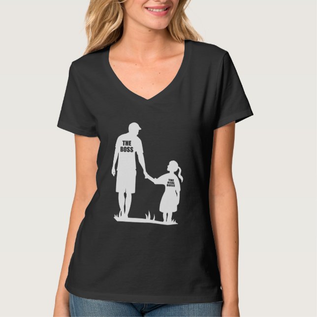T-shirt Papa Et Fille Le Véritable Chef (Devant)