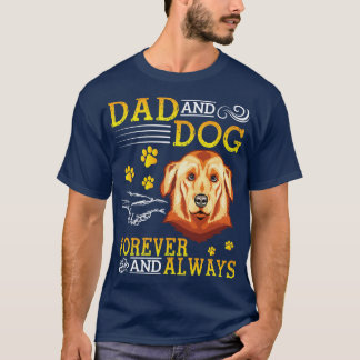 T-shirt Papa Et Golden Retriever Chien Main Dans La Main P