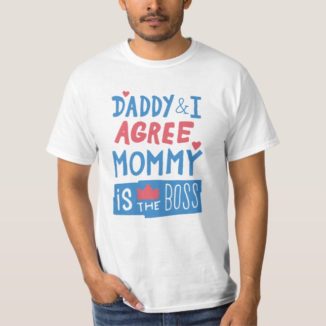 T-shirt Papa et I agree Maman est le patron (Devant)