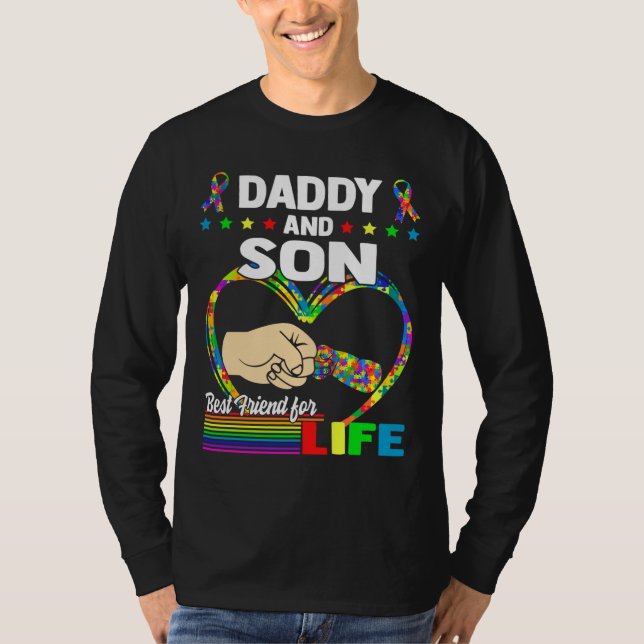 T-shirt Papa Et Son Meilleur Ami Pour La Vie Autisme Papa  (Devant)