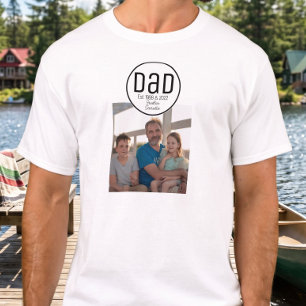 T-shirt Papa Établ. Photo Moderne Gras Noms Enfants Blanc