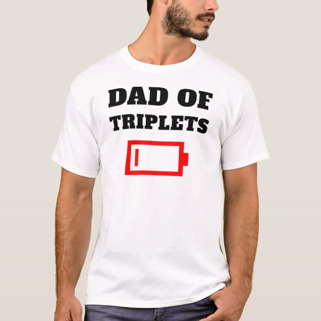 T-shirt Papa Fatigué De Triplets Père Avec Des Bébés Tripl (Devant)