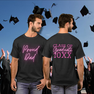 T-shirt Papa fier diplômé Rose Néon