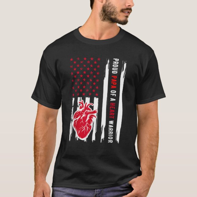 T-shirt Papa Fière D'Un Guerrier Du Coeur Sensibilisation  (Devant)