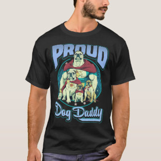 T-shirt Papa fiers de bouledogues / Style de bande dessiné
