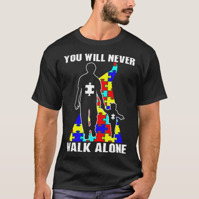 T-shirt Papa Fille ne marche jamais seule Sensibilisation  (Devant)