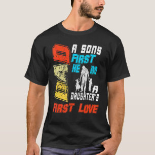 T-shirt Papa Fils Première Fille Héros D'abord Amour Pour 