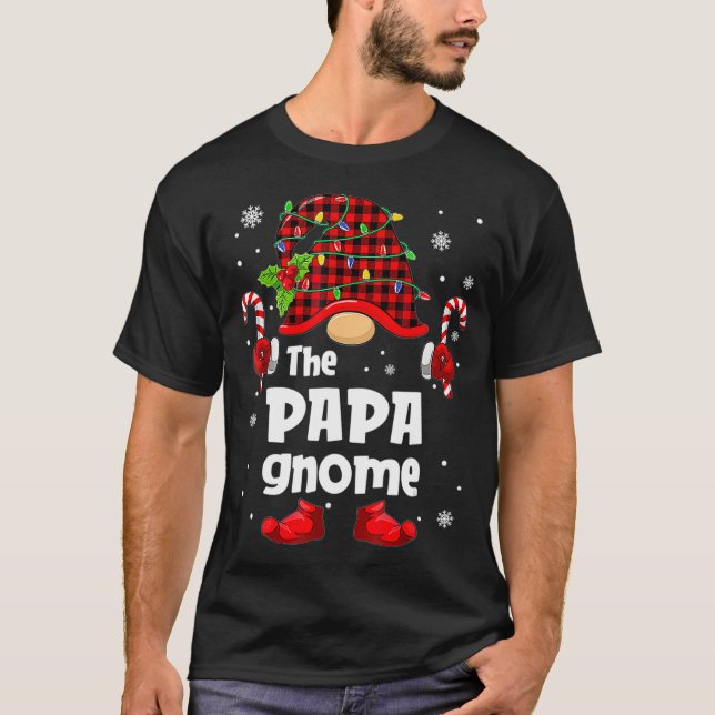 T-shirt Papa Gnome Buffalo Plaid Christmas Tree Family Xma (Devant)