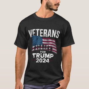 T-shirt Papa Grand-père Vétérans Pour Trump 2024 Drapeau A