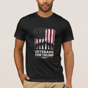 T-shirt Papa Grand-père vétérans pour Trump 2024 Drapeau a