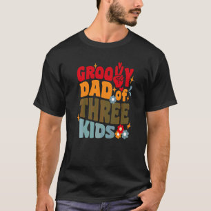 T-shirt Papa Groovy de trois enfants Rétro Vague 70s Vinta