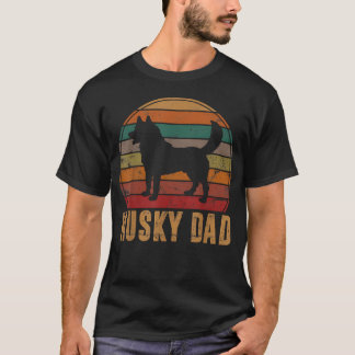 T-shirt Papa Husky Rétro Propriétaire de Chien Animal Fami