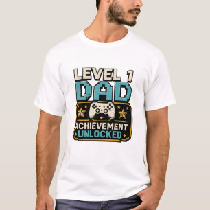 T-shirt Papa Joueur Succès Débloqué Niveau 1 Papa