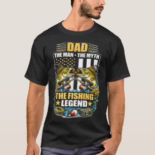 T-shirt Papa la légende de la pêche design avec œuvre d'ar