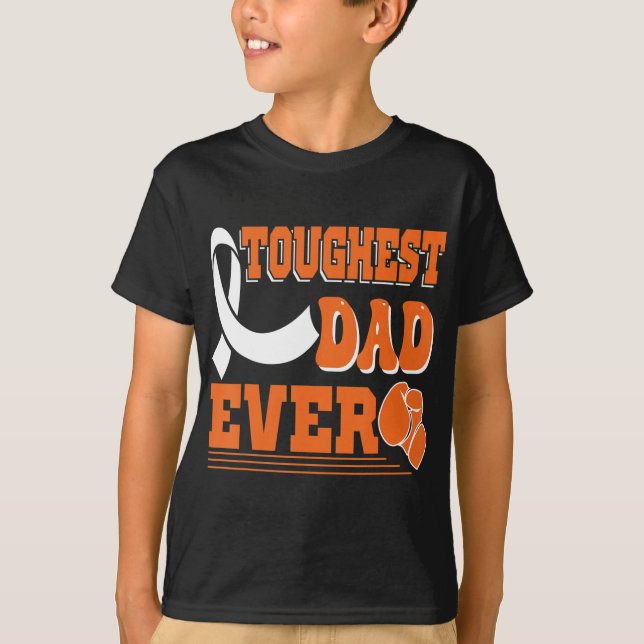 T-shirt Papa le plus dur jamais Leucémie Cancer Sensibilis (Devant)