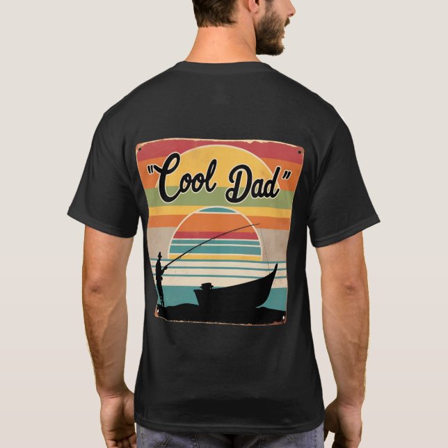 T-shirt Papa le plus froid jamais - Retro Pêche coucher de (Dos)