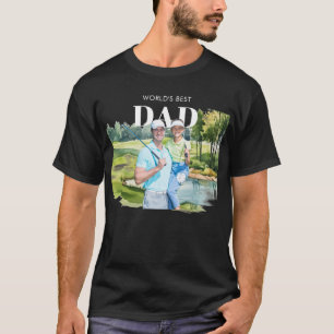 T-shirt Papa le plus génial Photo personnalisée Monogramme