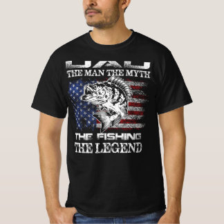 T-shirt Papa L'Homme Le Mythe La Légende de la pêche Drape