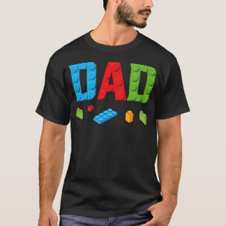 T-shirt Papa Maître Constructeur Briques Blocs Famille