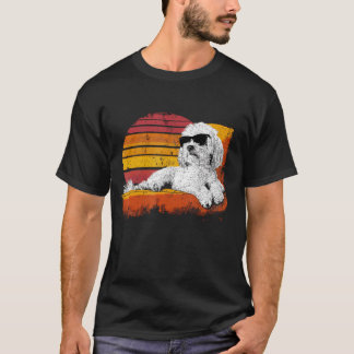 T-shirt Papa Maltais Lunettes de soleil drôles Chien Vinta