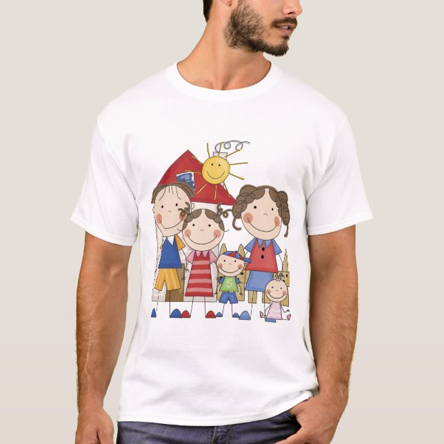 T-shirt Papa, maman, grande soeur, frère moyen, SIS de (Devant)