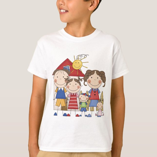 T-shirt Papa, Maman, Grande Soeur, Moyen-Frère, Petite Soe (Devant)
