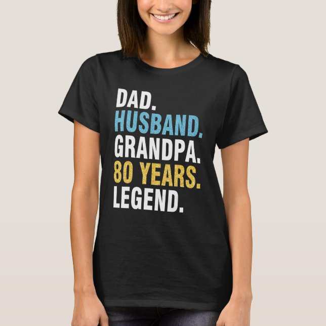 T-shirt Papa Mari Grand-père 80 ans Joyeux Anniversaire Pa (Devant)