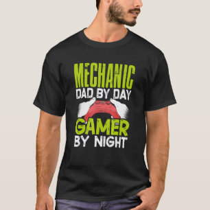 T-shirt Papa mécanicien le jour, gamer la nuit, père mécha