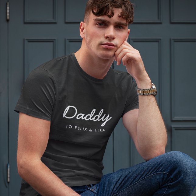 T-shirt Papa | Modern Kids Names Fête des pères Noir (Créateur téléchargé)