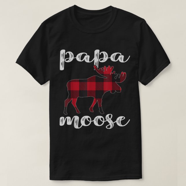 T-shirt Papa Moose Buffalo Plaid Family Christmas (Design devant)