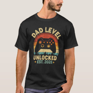T-shirt Papa Niveau Débloqué 2026 Pour Papa Video Gamer Pa