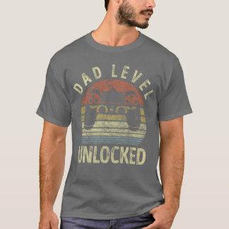 T-shirt Papa Niveau Débloqué Papa Joueur de Jeux Vidéo Pap
