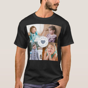 T-shirt Papa Nous T'Aimons Cœur Bleu Enfants 4 Collage Pho