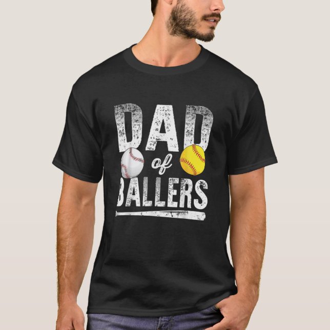 T-shirt Papa Of Ballers Baseball Softball Fête des pères (Devant)