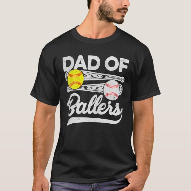 T-shirt Papa Of Ballers Fête des pères Baseball Softball P (Devant)