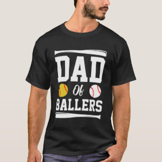 T-shirt Papa Of Ballers Fête des pères Softball Papa Baseb