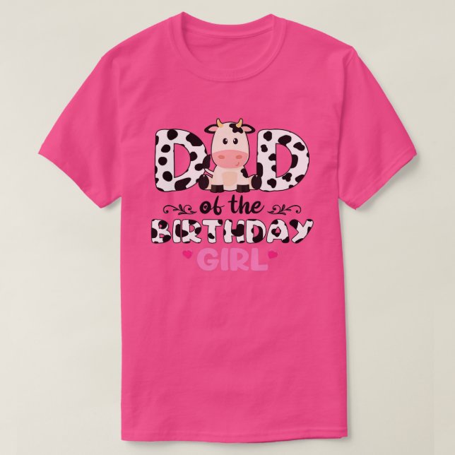 T-shirt Papa of the Birthday For Girl Cow Farm (Design devant)