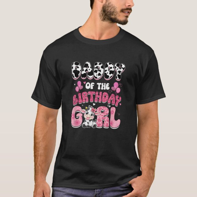 T-shirt Papa Of The Birthday Girl Cow Farm Famille 1St Bir (Devant)