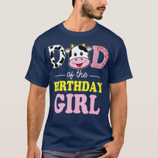 T-shirt Papa of the Birthday Girl Farm Cow Daddy Papa 1st