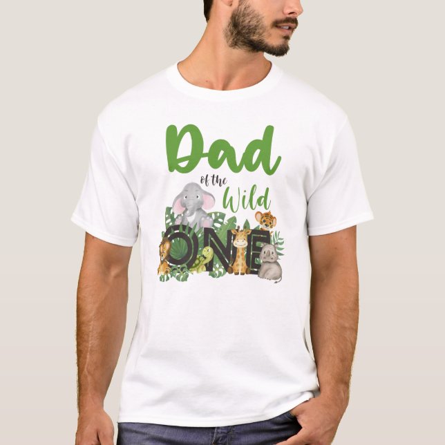 T-shirt Papa of the Wild One Jungle Safari Zoo Animaux  (Devant)
